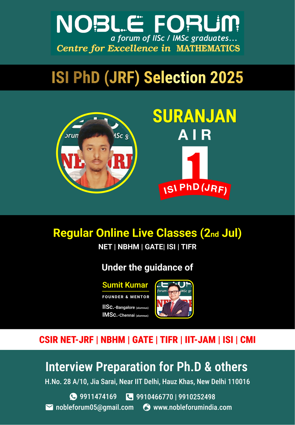 Suranjan-ISI PhD Selection 2025
